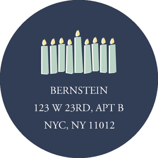 Modern Menorah Round Address Labels